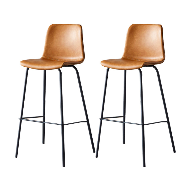 Modern Backrest Armless Counter Stool Metal Cafe Bar Stool with Leather Cushion