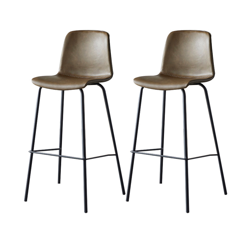 Modern Backrest Armless Counter Stool Metal Cafe Bar Stool with Leather Cushion