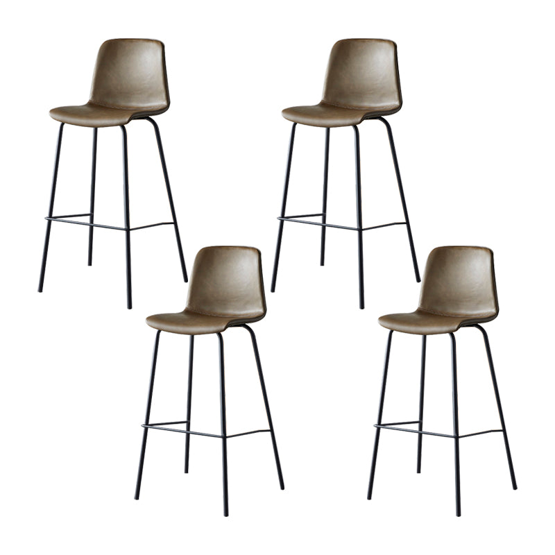 Modern Backrest Armless Counter Stool Metal Cafe Bar Stool with Leather Cushion