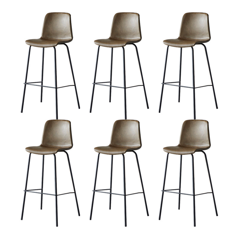 Modern Backrest Armless Counter Stool Metal Cafe Bar Stool with Leather Cushion