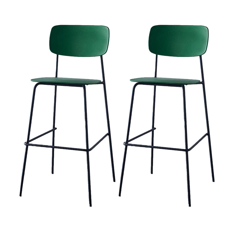 Modern Backrest Armless Counter Stool Iron Pub Stool with Plastic Cushion