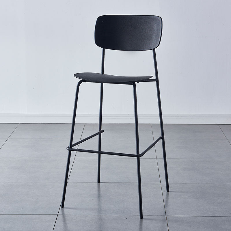 Modern Backrest Armless Counter Stool Iron Pub Stool with Plastic Cushion
