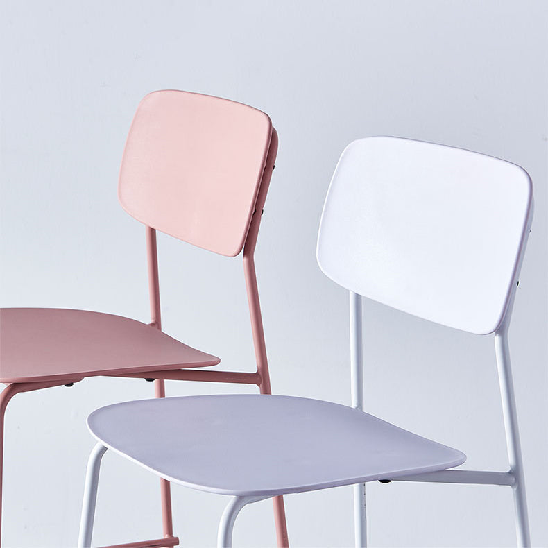 Modern Backrest Armless Counter Stool Iron Pub Stool with Plastic Cushion