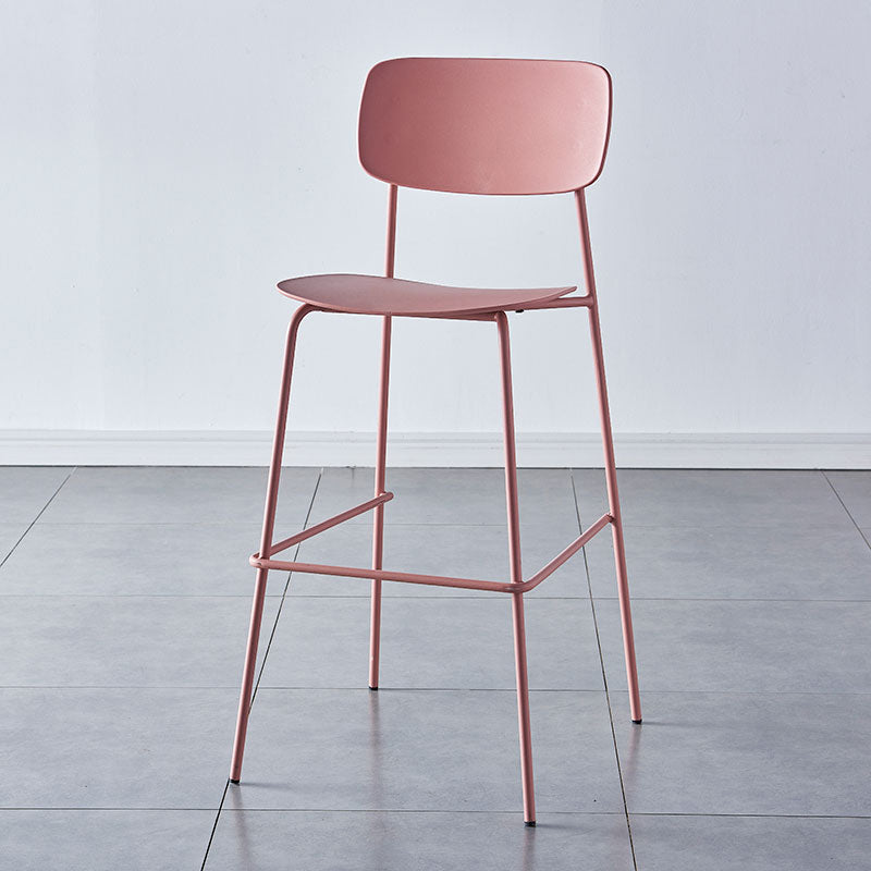 Modern Backrest Armless Counter Stool Iron Pub Stool with Plastic Cushion