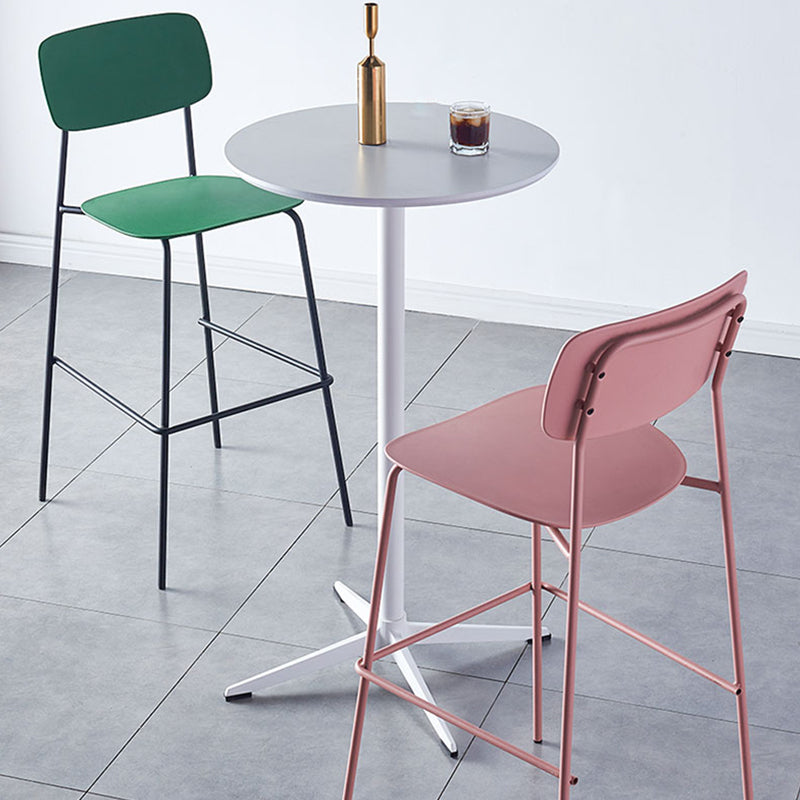 Modern Backrest Armless Counter Stool Iron Pub Stool with Plastic Cushion