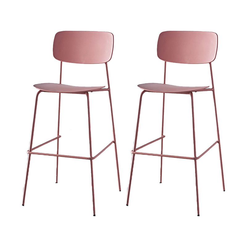 Modern Backrest Armless Counter Stool Iron Pub Stool with Plastic Cushion