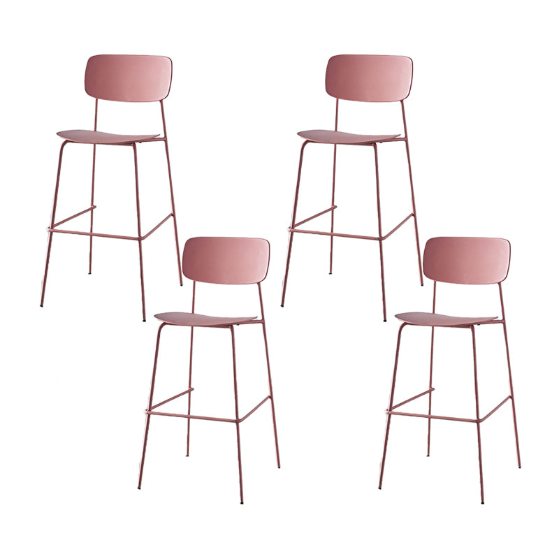 Modern Backrest Armless Counter Stool Iron Pub Stool with Plastic Cushion