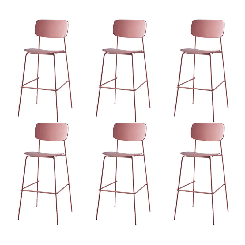 Modern Backrest Armless Counter Stool Iron Pub Stool with Plastic Cushion