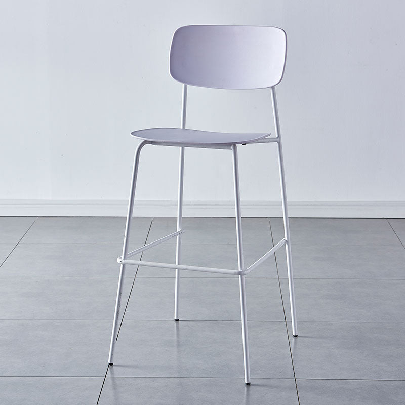 Modern Backrest Armless Counter Stool Iron Pub Stool with Plastic Cushion