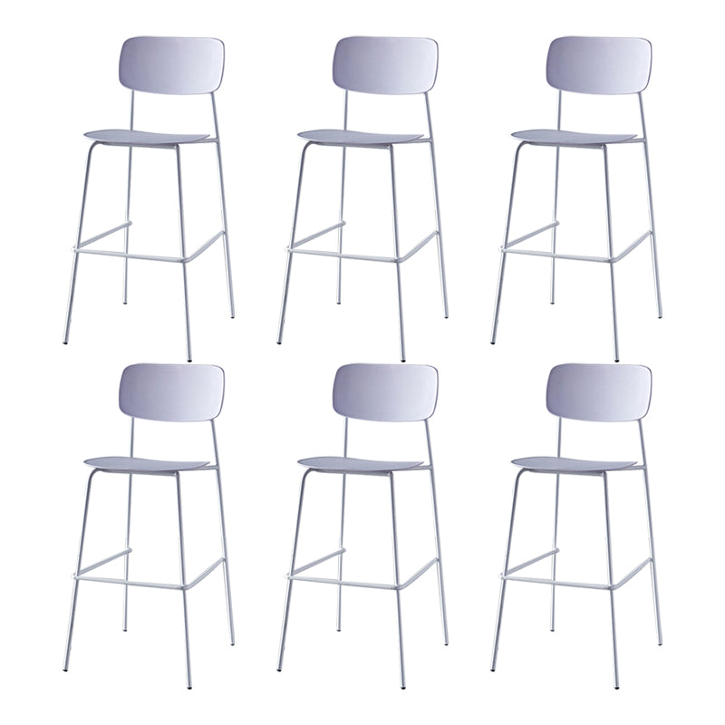 Modern Backrest Armless Counter Stool Iron Pub Stool with Plastic Cushion