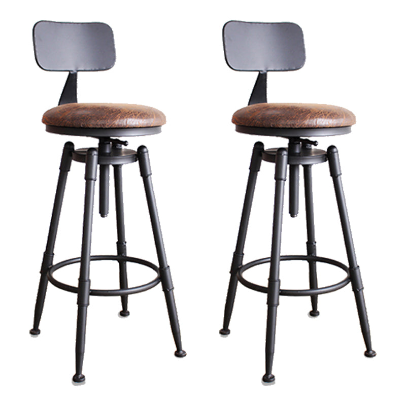 Industrial Rotatable Armless Counter Stool Iron Bar Stool with Pedal