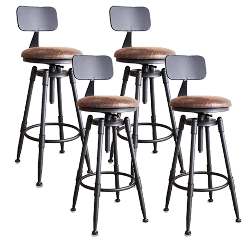 Industrial Rotatable Armless Counter Stool Iron Bar Stool with Pedal