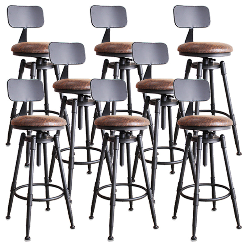 Industrial Rotatable Armless Counter Stool Iron Bar Stool with Pedal