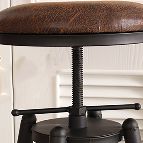 Industrial Rotatable Armless Counter Stool Iron Bar Stool with Pedal