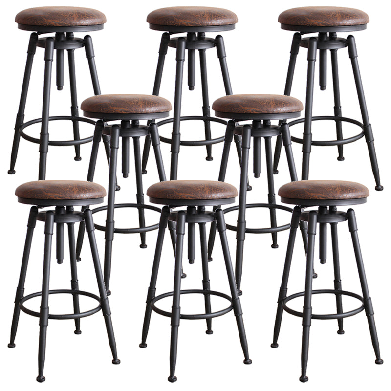 Industrial Rotatable Armless Counter Stool Iron Bar Stool with Pedal