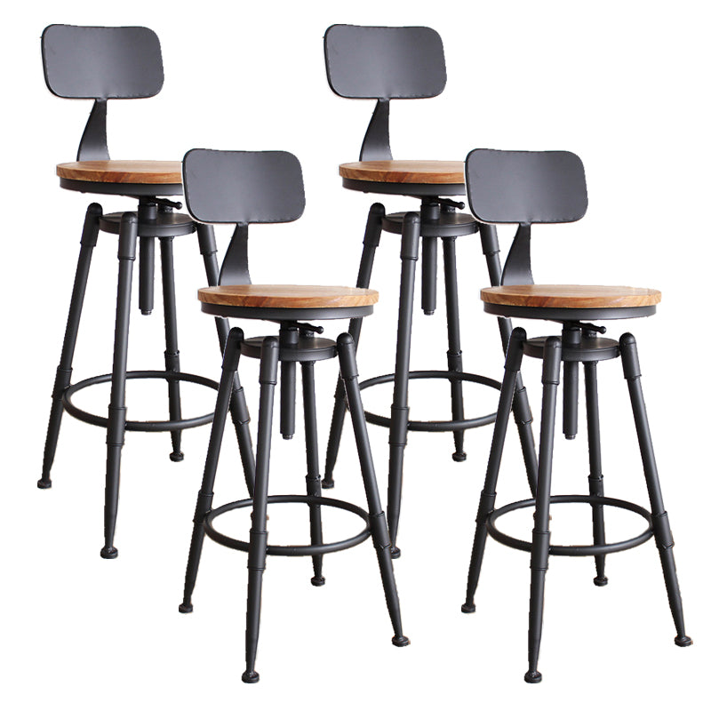 Industrial Rotatable Armless Counter Stool Iron Bar Stool with Pedal
