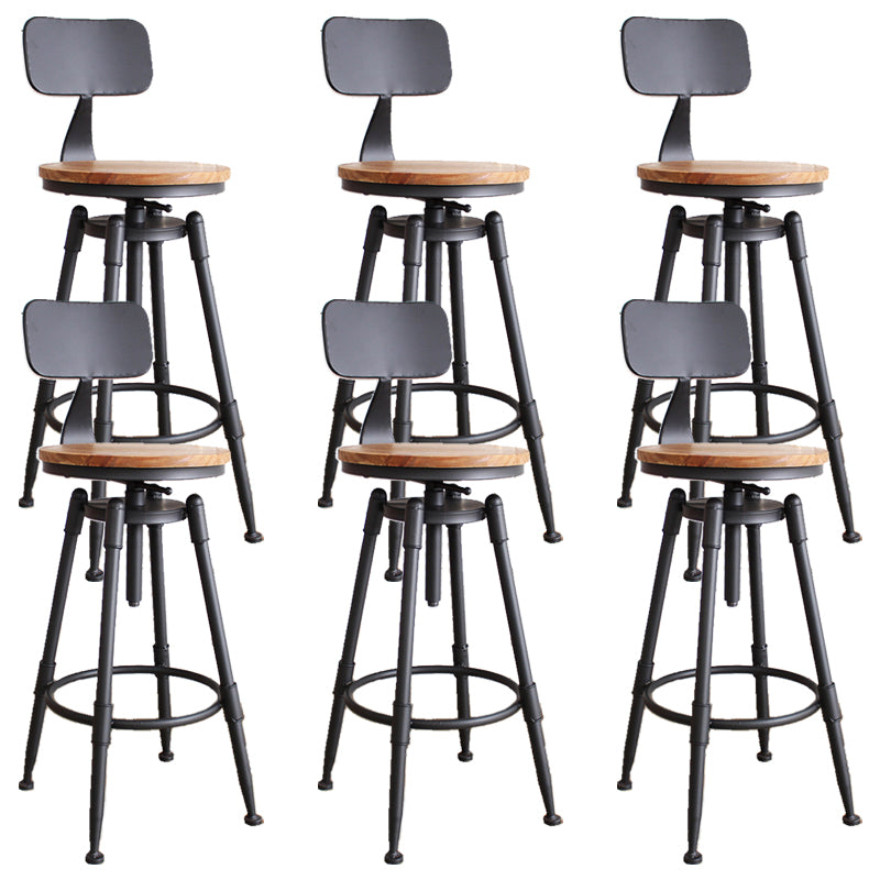 Industrial Rotatable Armless Counter Stool Iron Bar Stool with Pedal