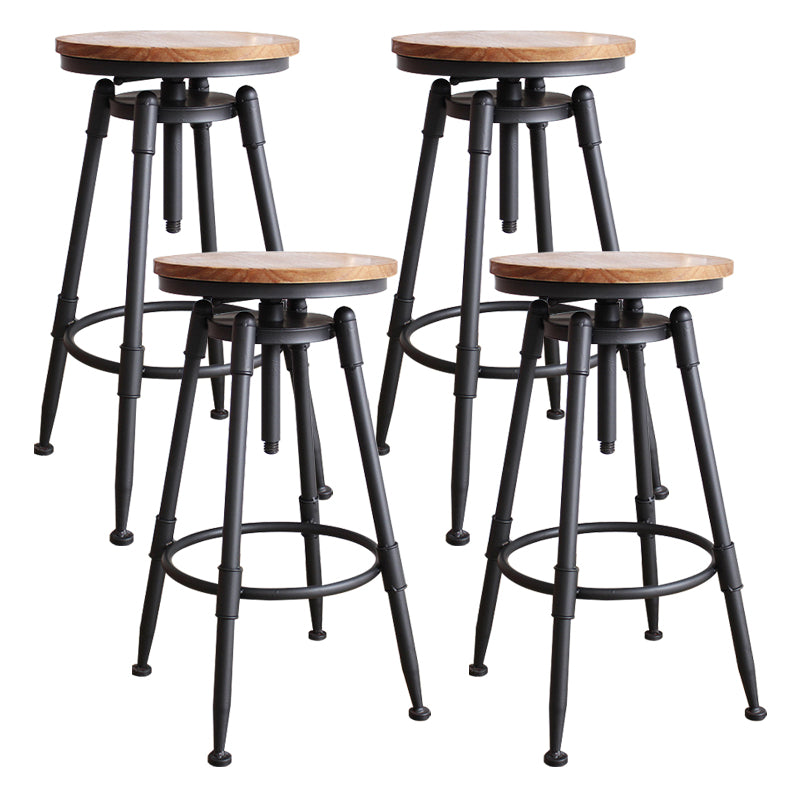 Industrial Rotatable Armless Counter Stool Iron Bar Stool with Pedal