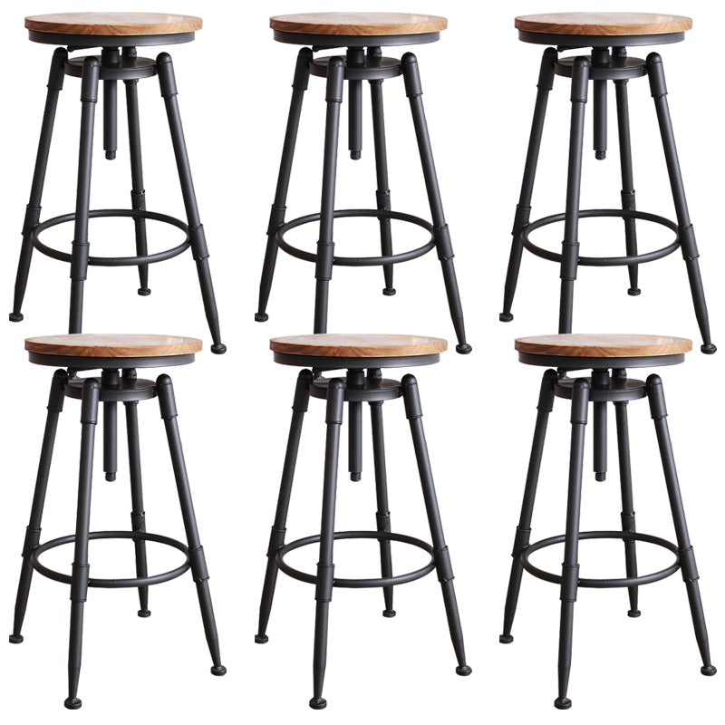 Industrial Rotatable Armless Counter Stool Iron Bar Stool with Pedal