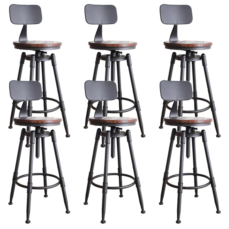 Industrial Rotatable Armless Counter Stool Iron Bar Stool with Pedal