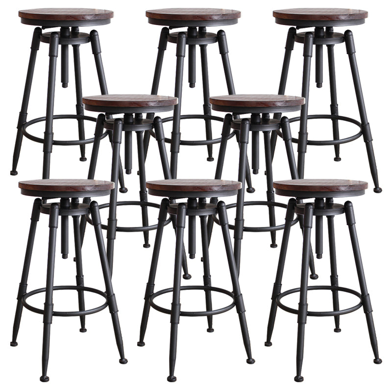 Industrial Rotatable Armless Counter Stool Iron Bar Stool with Pedal