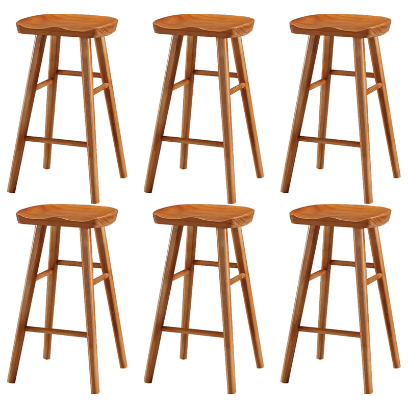 Industrial Armless Counter High Stool Solid Wood Backless Bistro Bar Stool with 4 Legs
