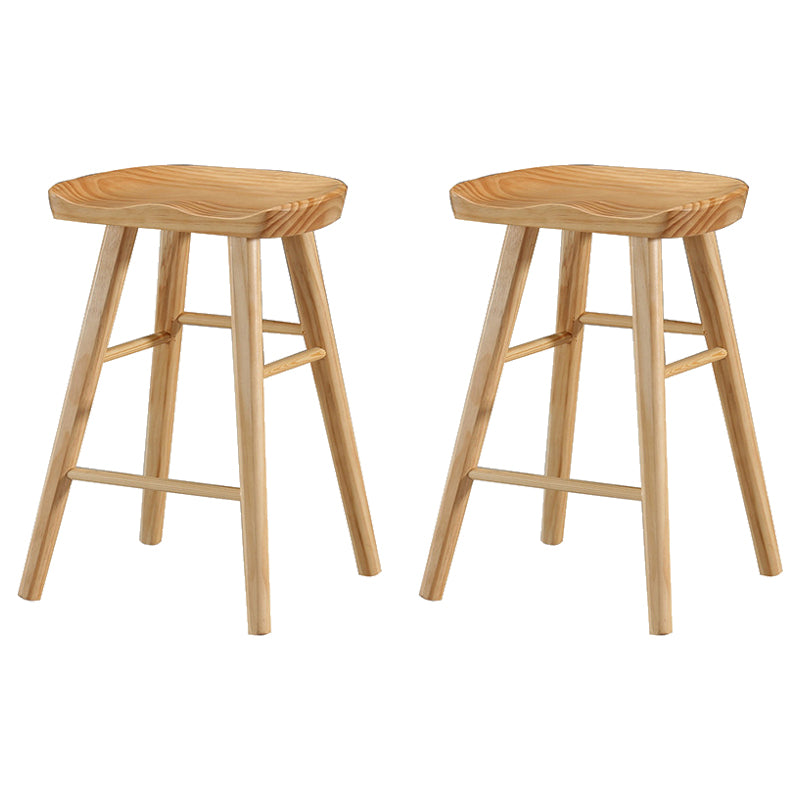 Industrial Armless Counter High Stool Solid Wood Backless Bistro Bar Stool with 4 Legs