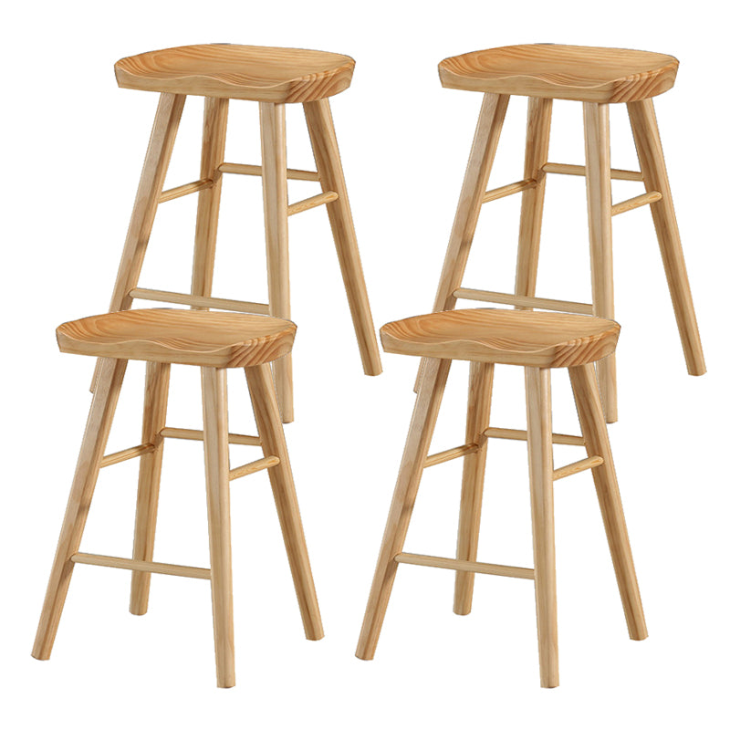 Industrial Armless Counter High Stool Solid Wood Backless Bistro Bar Stool with 4 Legs