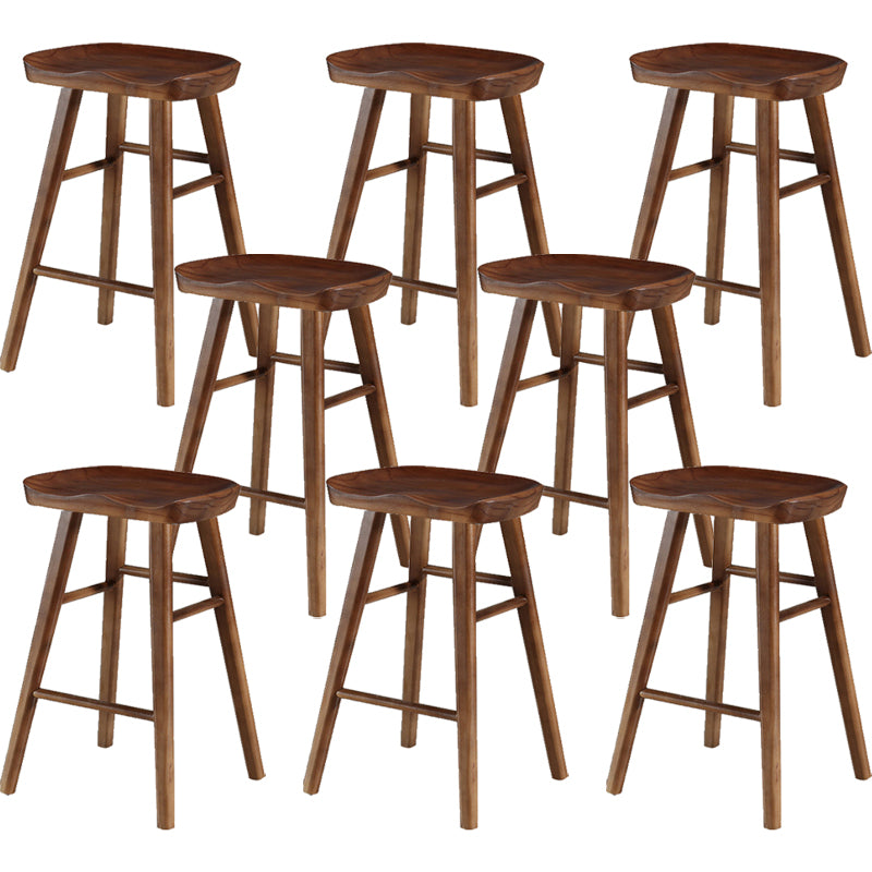 Industrial Armless Counter High Stool Solid Wood Backless Bistro Bar Stool with 4 Legs