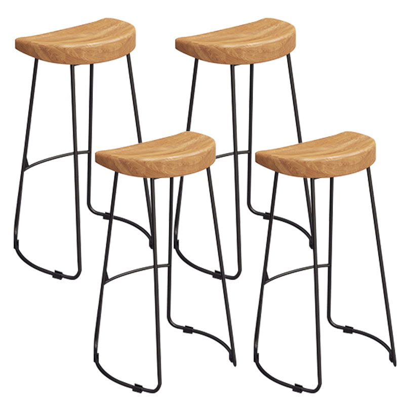 Contemporary Wood Bar Stool Metal Bar Stool with Contoured Seat