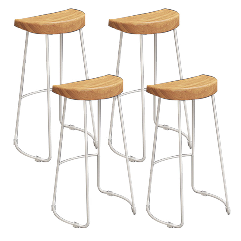 Contemporary Wood Bar Stool Metal Bar Stool with Contoured Seat