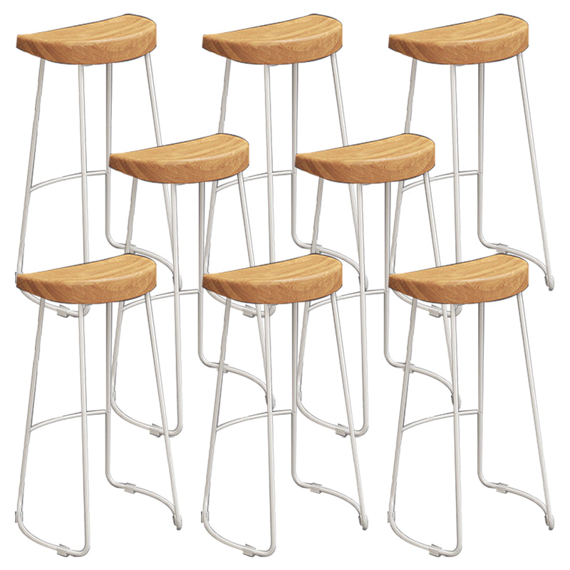 Contemporary Wood Bar Stool Metal Bar Stool with Contoured Seat