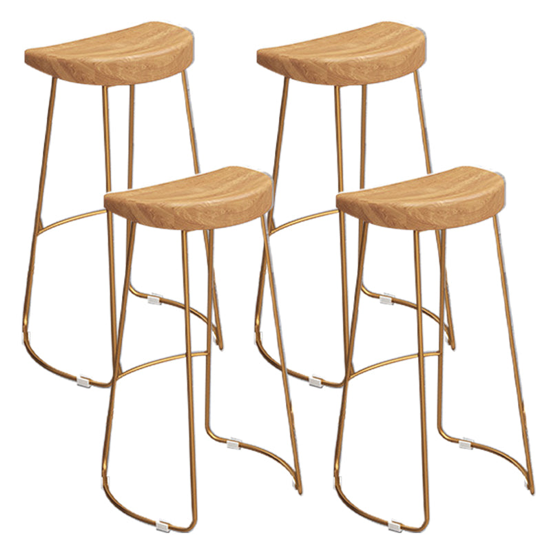 Contemporary Wood Bar Stool Metal Bar Stool with Contoured Seat