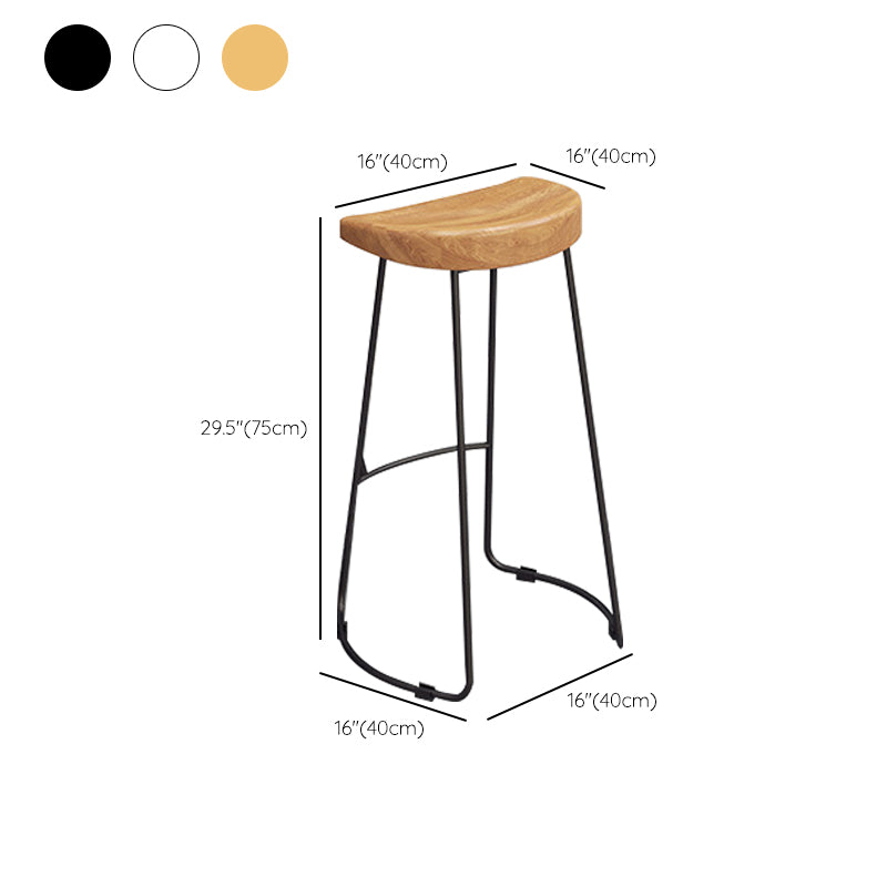 Contemporary Wood Bar Stool Metal Bar Stool with Contoured Seat