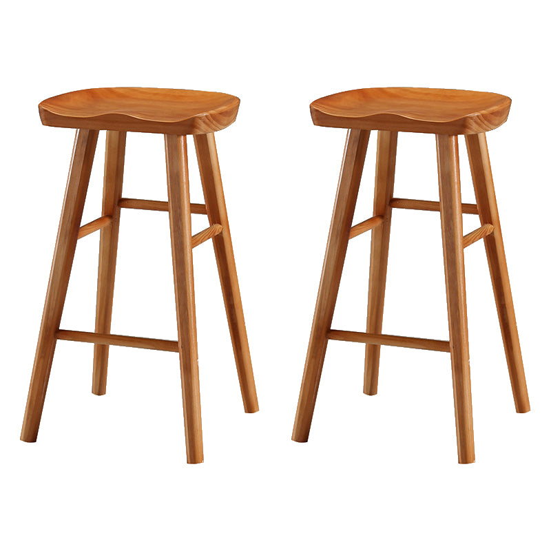Modern Armless Backless Counter Stool Wood Cafe Bar Stool with Pedal
