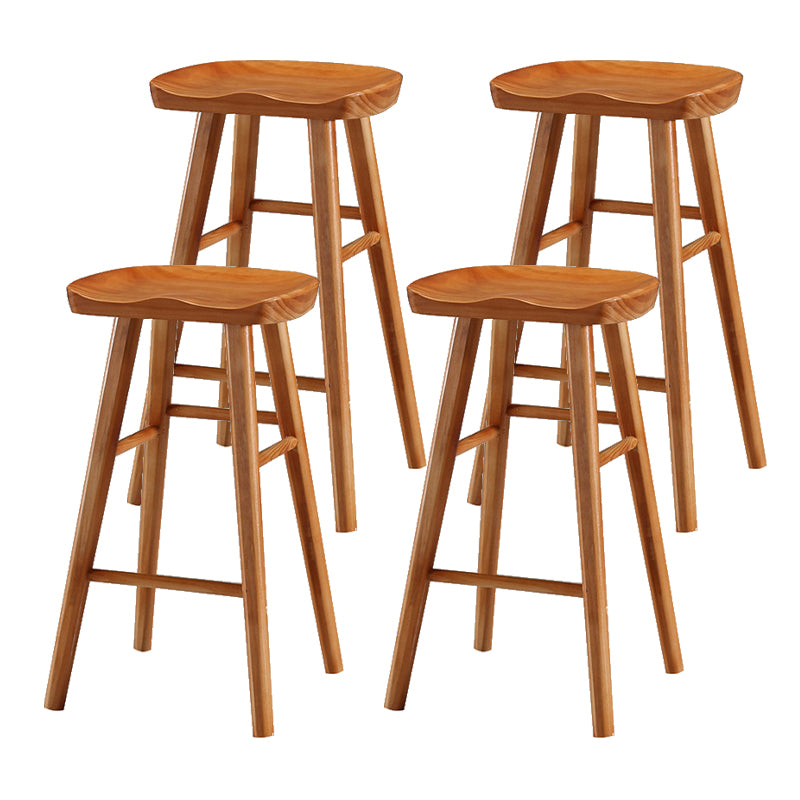 Modern Armless Backless Counter Stool Wood Cafe Bar Stool with Pedal