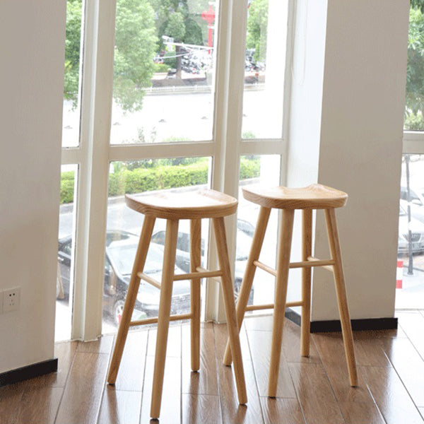 Modern Armless Backless Counter Stool Wood Cafe Bar Stool with Pedal