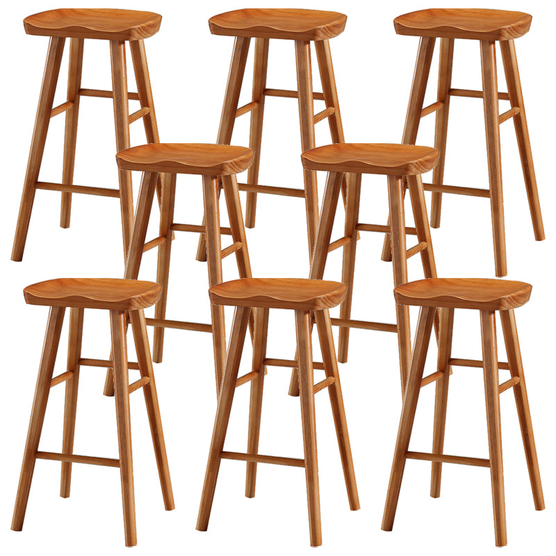 Modern Armless Backless Counter Stool Wood Cafe Bar Stool with Pedal