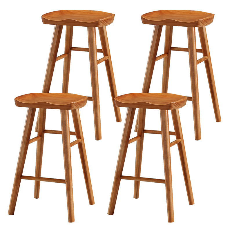 Modern Armless Backless Counter Stool Wood Cafe Bar Stool with Pedal