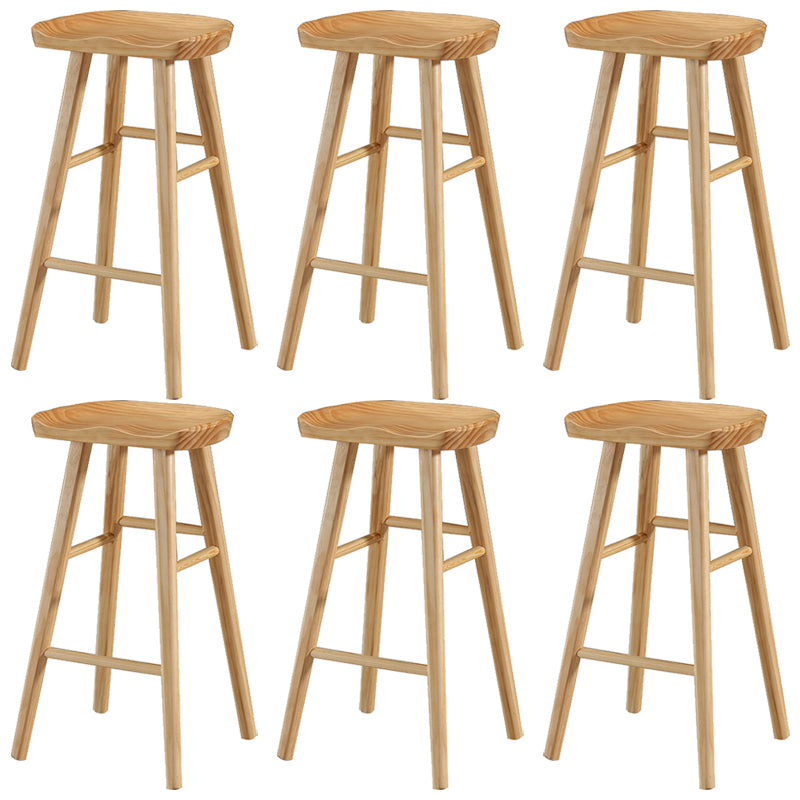 Modern Armless Backless Counter Stool Wood Cafe Bar Stool with Pedal