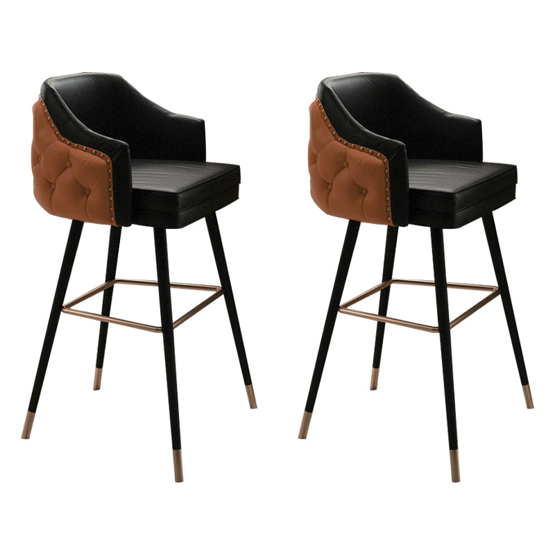 Modern Armrest Backrest Counter Stool Iron Cafe Bar Stool with Cushion and Pedal