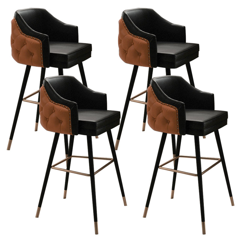 Modern Armrest Backrest Counter Stool Iron Cafe Bar Stool with Cushion and Pedal