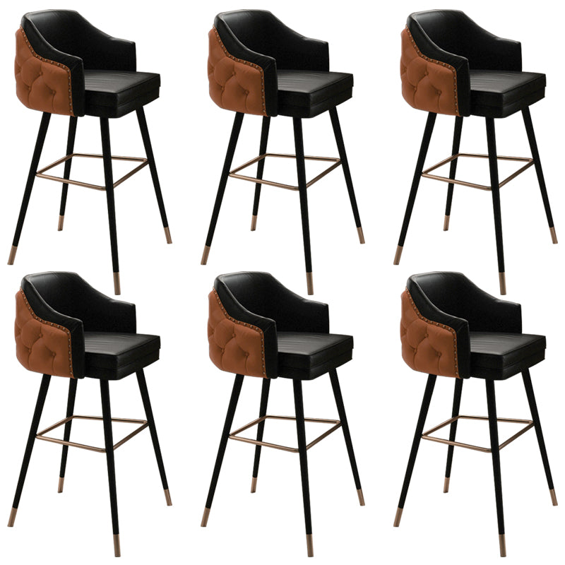 Modern Armrest Backrest Counter Stool Iron Cafe Bar Stool with Cushion and Pedal