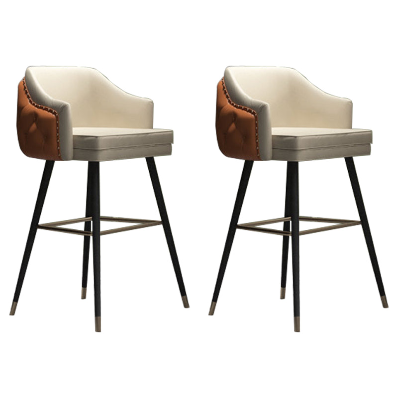 Modern Armrest Backrest Counter Stool Iron Cafe Bar Stool with Cushion and Pedal