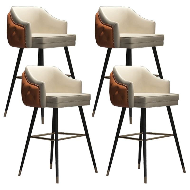 Modern Armrest Backrest Counter Stool Iron Cafe Bar Stool with Cushion and Pedal