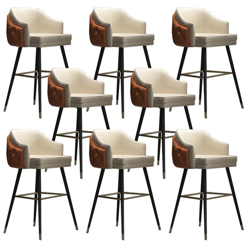 Modern Armrest Backrest Counter Stool Iron Cafe Bar Stool with Cushion and Pedal