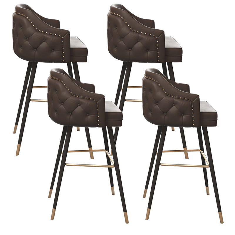 Modern Armrest Backrest Counter Stool Iron Cafe Bar Stool with Cushion and Pedal