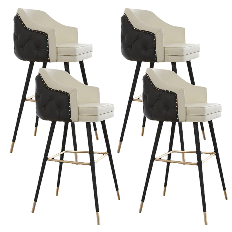 Modern Armrest Backrest Counter Stool Iron Cafe Bar Stool with Cushion and Pedal