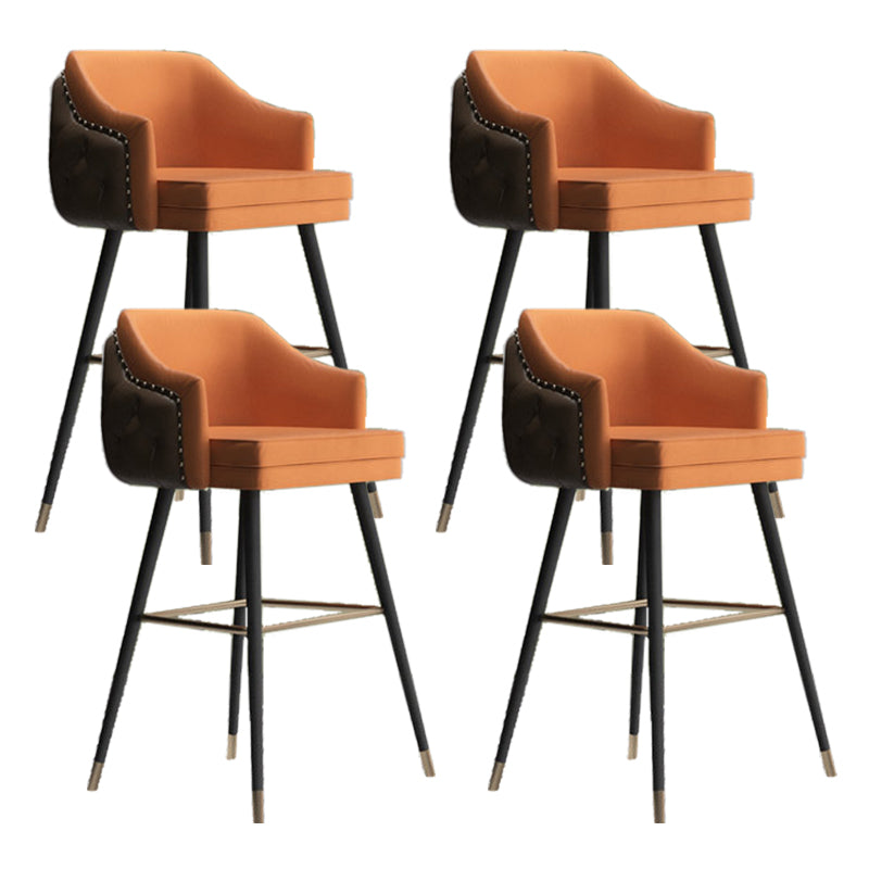 Modern Armrest Backrest Counter Stool Iron Cafe Bar Stool with Cushion and Pedal