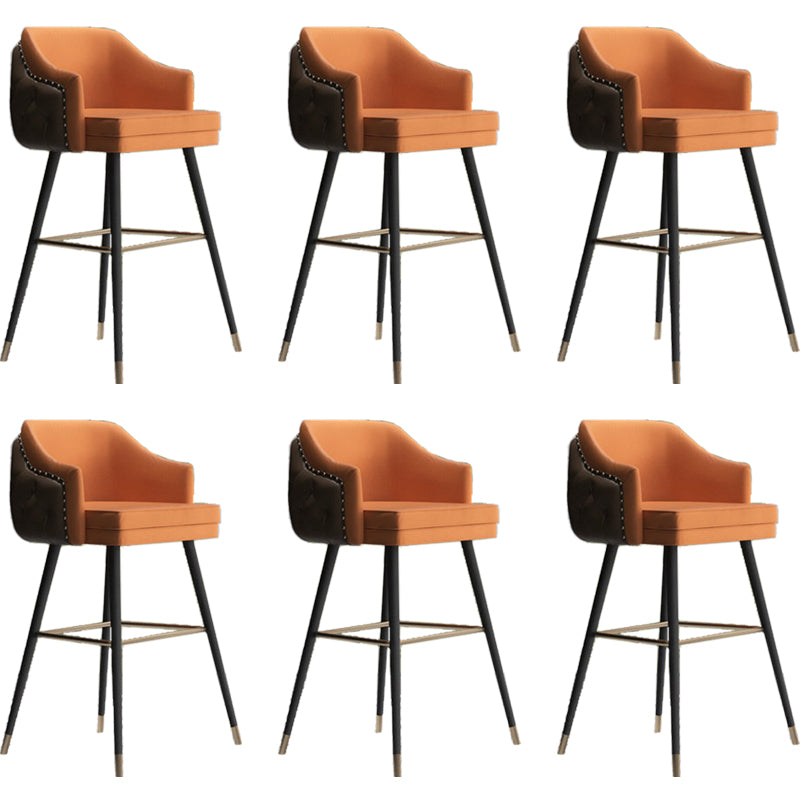 Modern Armrest Backrest Counter Stool Iron Cafe Bar Stool with Cushion and Pedal